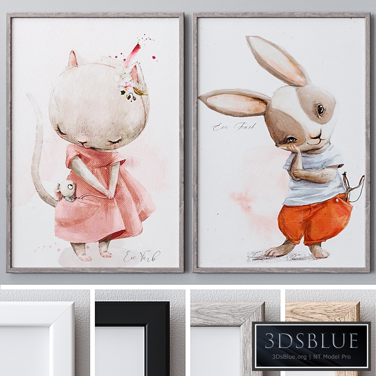 Set of framed paintings 1138