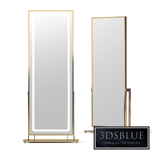 Floor mirror in brass frame LN002F from Apika