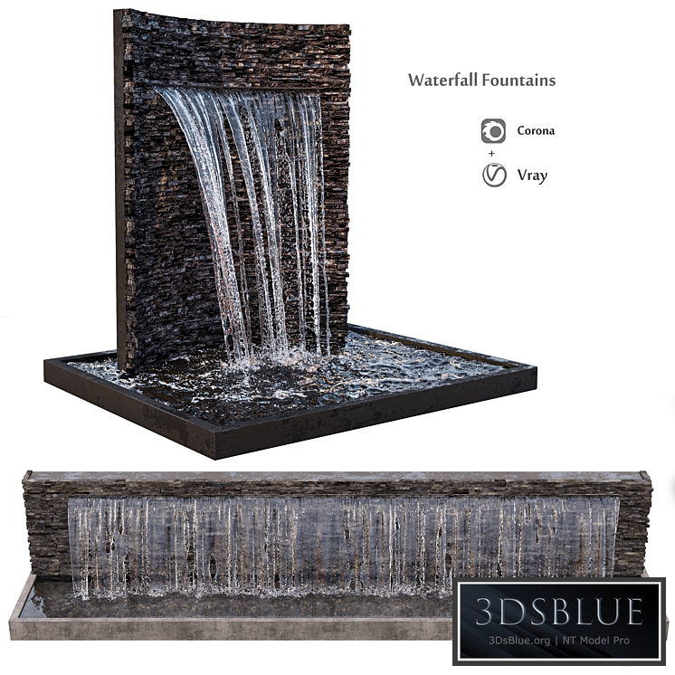 Waterfall fountains rock panel