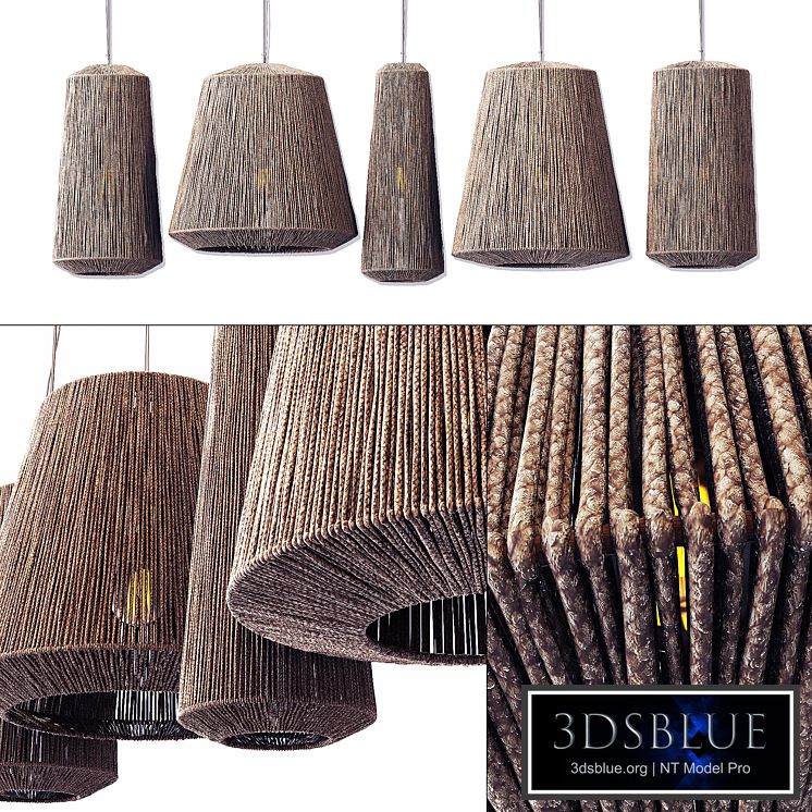 Lamp barrel big rope n3 / Chandelier large barrel made of ropes No. 3