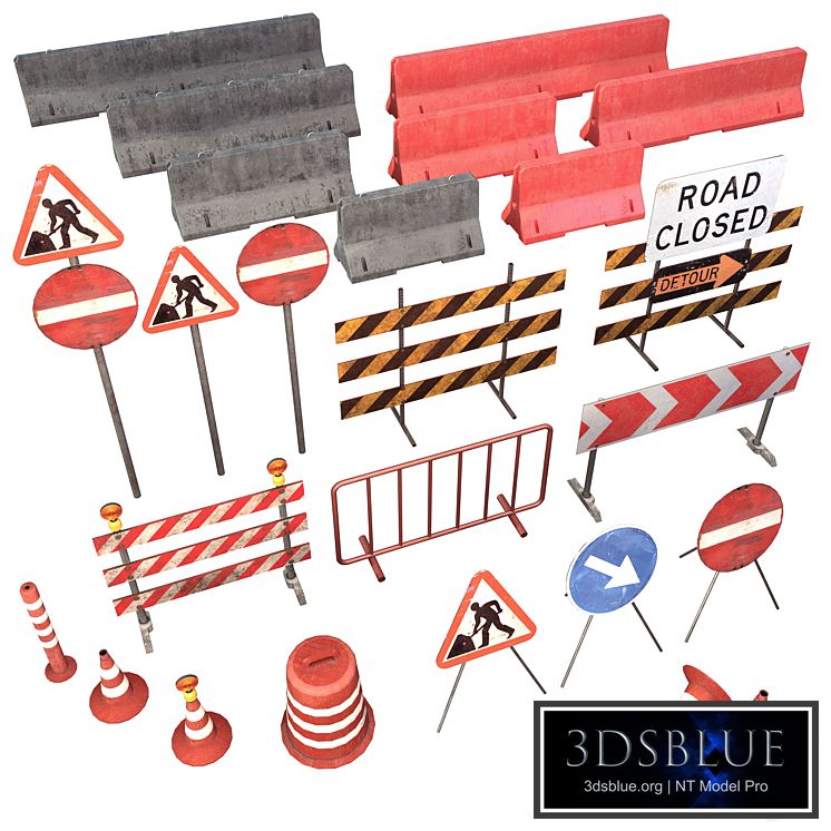 Road traffic signs set Low poly