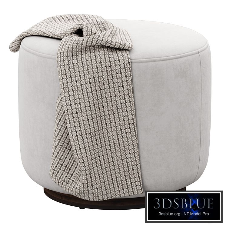 Sinclair Round Ottoman Whistler Oyster Suede by FourHands