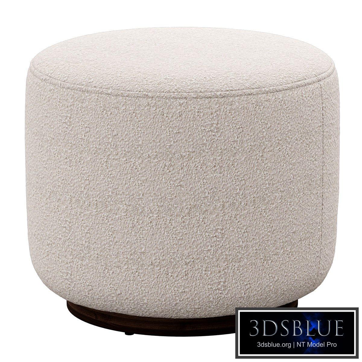 Sinclair Round Boucle Ottoman Whistler Oyster Suede by Four Hands