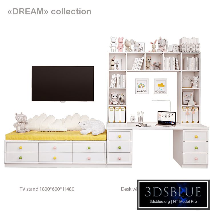 Arbuzov Studio Dream Collection Tv and Desk with Shelves