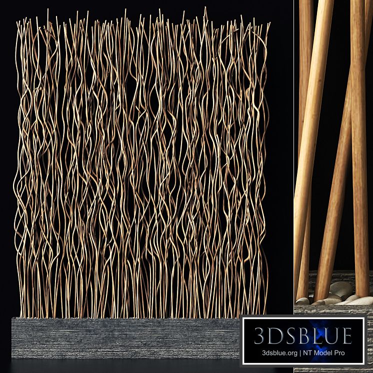 Screen wood branch thin wave n1 / Screen of thin wavy branches No. 1