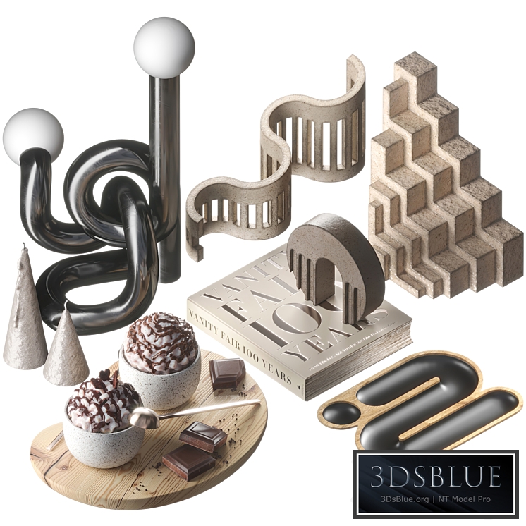 Decorative set 015 geometric shapes with coffee