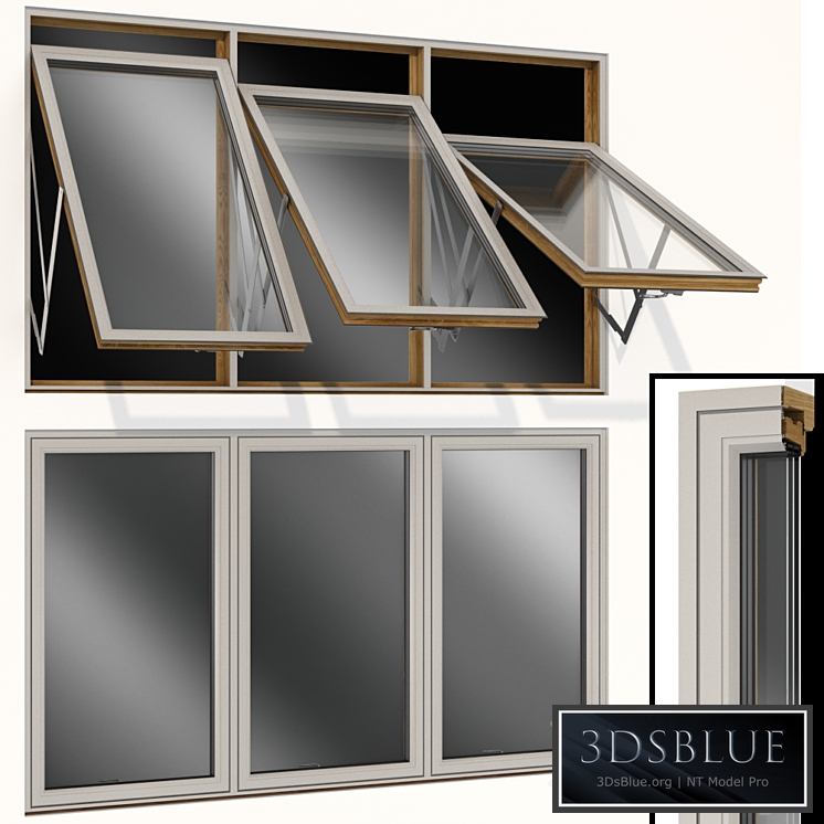 Top swing hinged wooden metal window