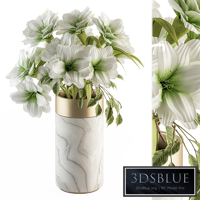 Bouquet - White Flower in Stone vase 53
