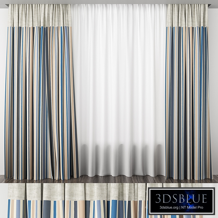 Striped curtains with linen insert