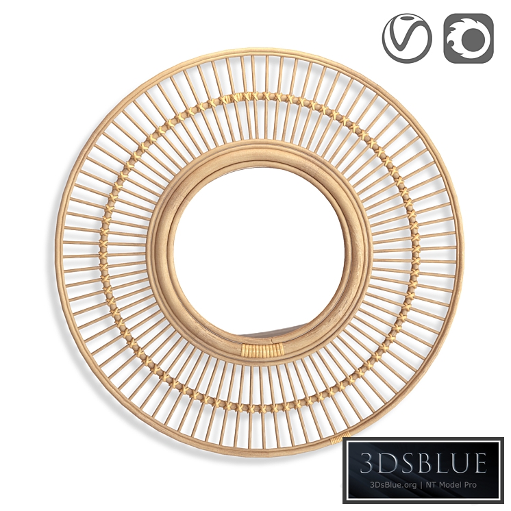 Round rattan mirror Nogu