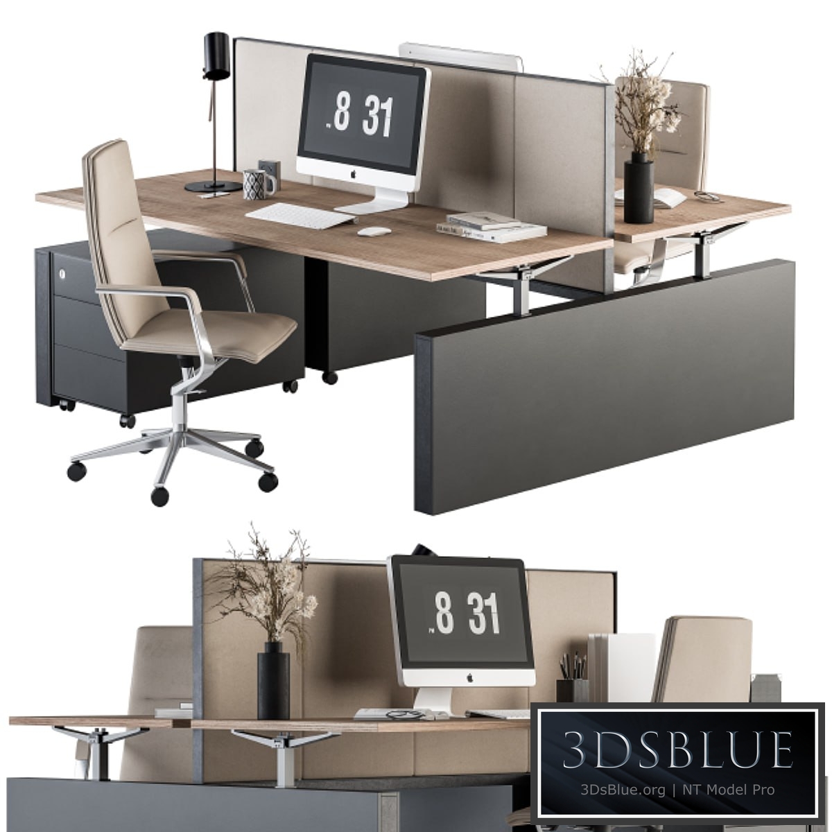 Office Furniture - employee Set Cream and Black 36