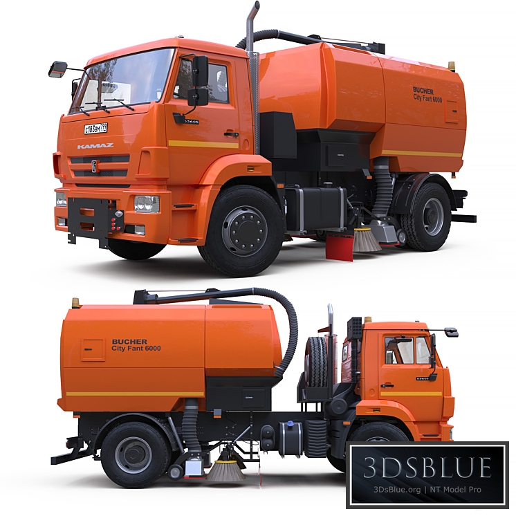Vacuum Sweeper Bucher City Fant 6000 on Kamaz-53605 Chassis.