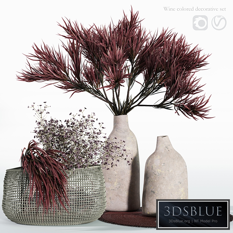 Wine colored decorative set