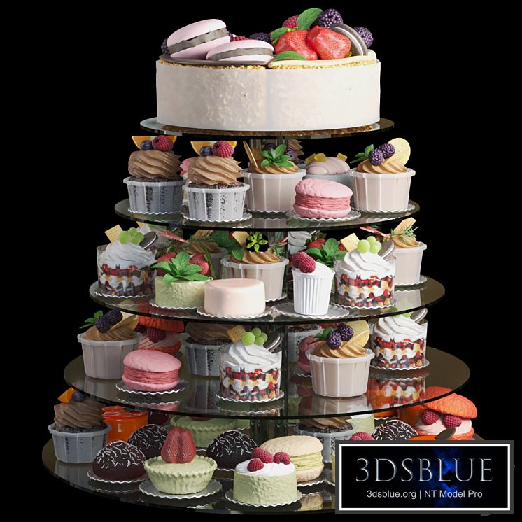 Wedding set of desserts. Confectionery shop