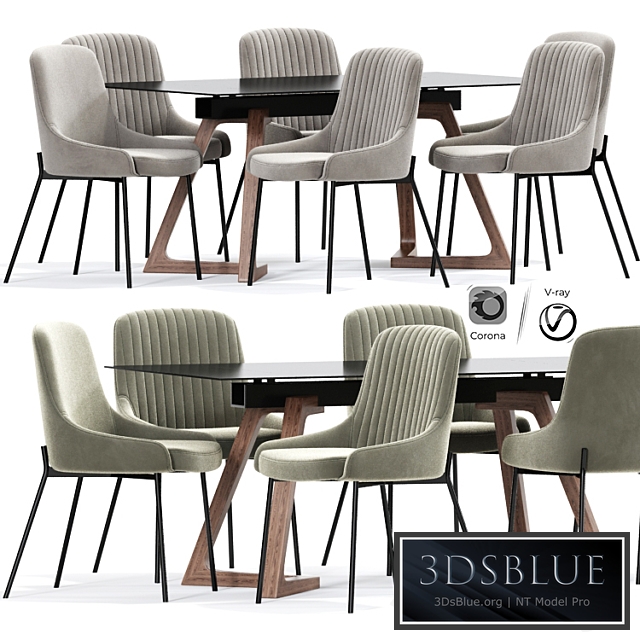 Lainy Upholstered Strip Chair Table