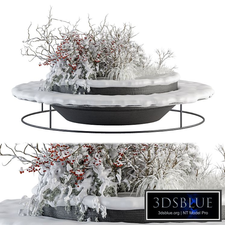 Urban Furniture snowy Bench with Plants- Set 15