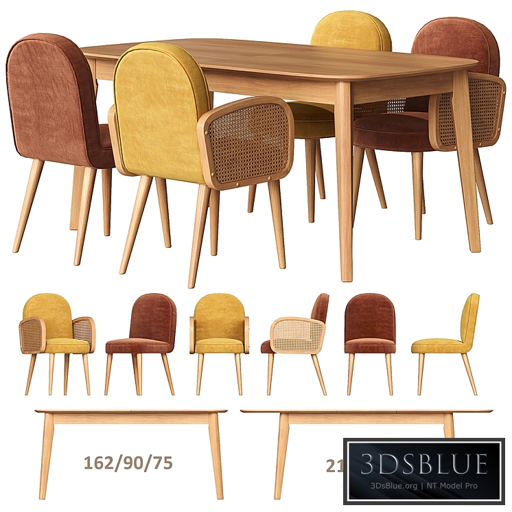 Biface Buisseau La Redoute Table and Chairs