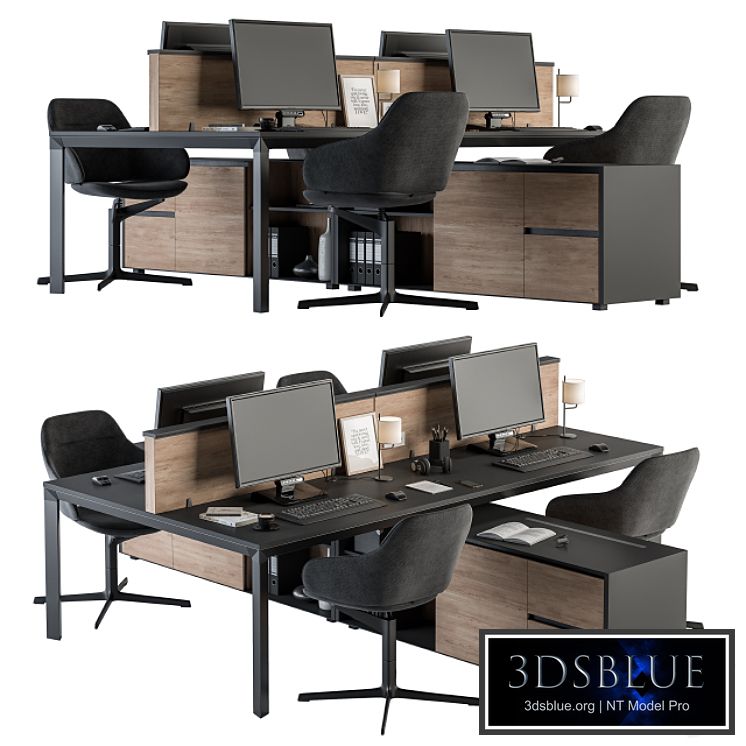 Office Furniture - employee Set Wood and Black 37