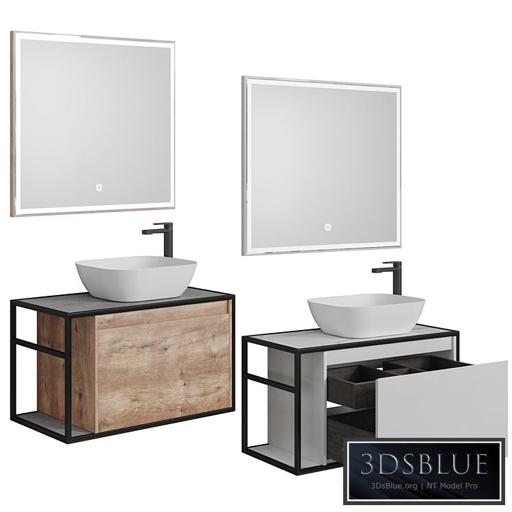 Nova Lite Loft 90 R / L white / rochelier / rustic oak (1 drawer)