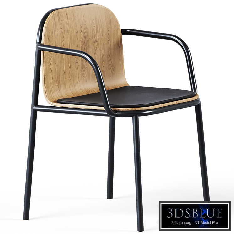 Wooden Upholstered Shell Armrest Chair by Annud