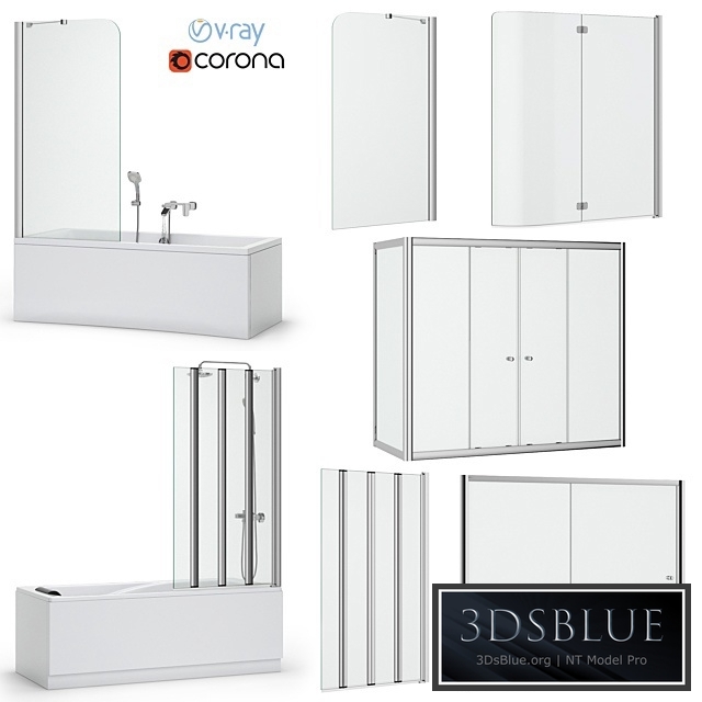 Bath screens and bathtubs Radaway and Ravak set 133