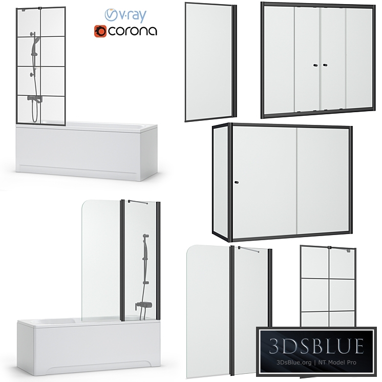 Bath screens and bathtubs Radaway and Ravak set 134