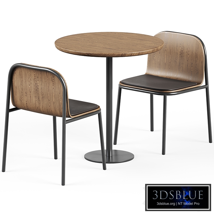 Easy Mix and Fix Table by Ton & Wooden Upholstered Shell Chair by Annud