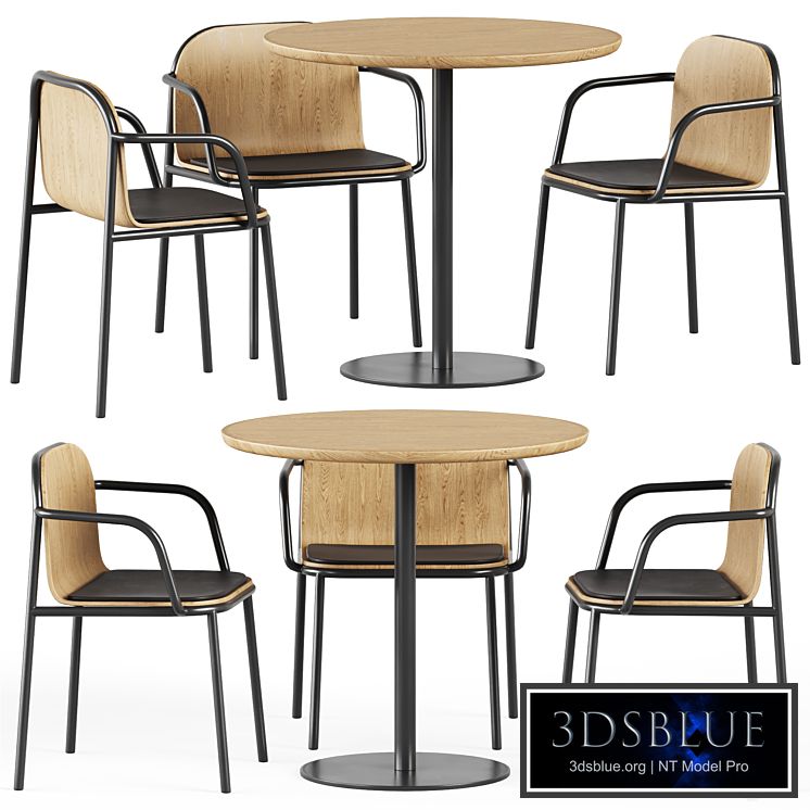 Easy Mix and Fix Table 630 by Ton & Upholstered Shell Armrest Chair by Annud