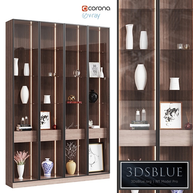 Wooden cabinet with decor