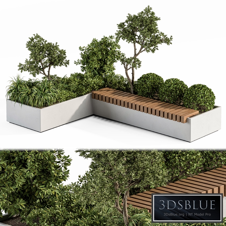 Urban Furniture / Architecture Bench with Plants- Set 17