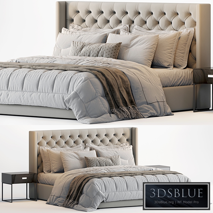 RH Adler Shelter Diamond Tufted Panel Fabric Bed