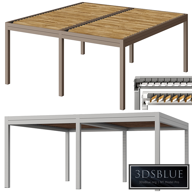 Metal pergola gazebo canopy with roller shutters