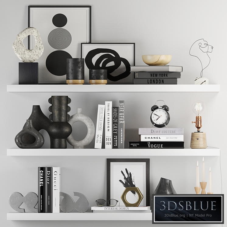 Decorative Set 017 With Classic Alarm Clock And Edison Lamp