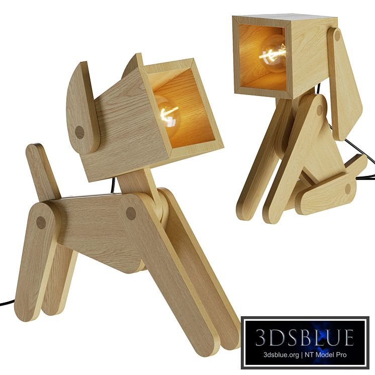 Dog Adjustable Wooden Table Lamp