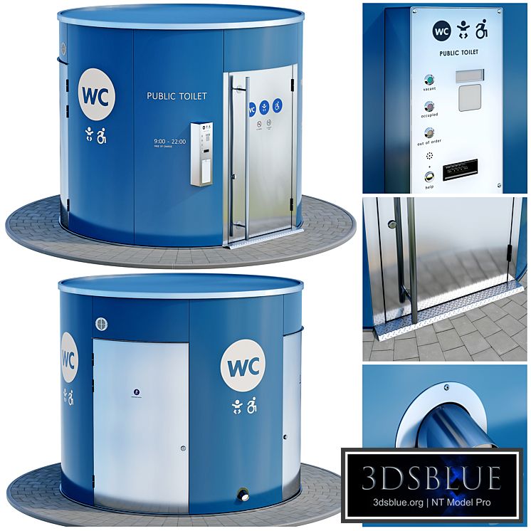 Public toilet round. Dry closet. Street toilet