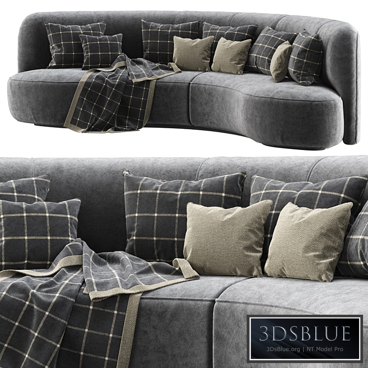 Annabel velor round sofa VS09 / Semicircular modern velor sofa