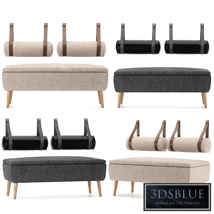 Vaili bench / ottoman Soft Light by Divan.ru and decorative pillows