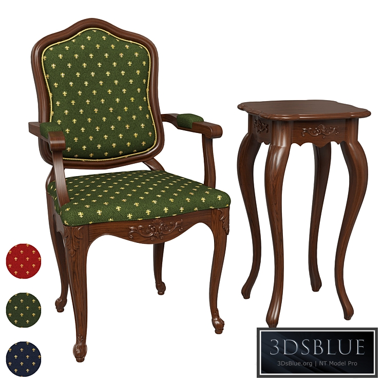 Classic carved chair 04_02 and side table