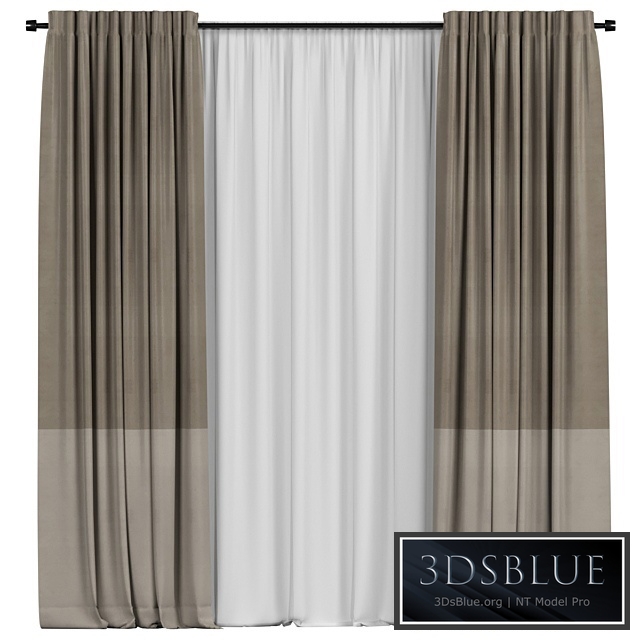 Curtains with tulle in two colors