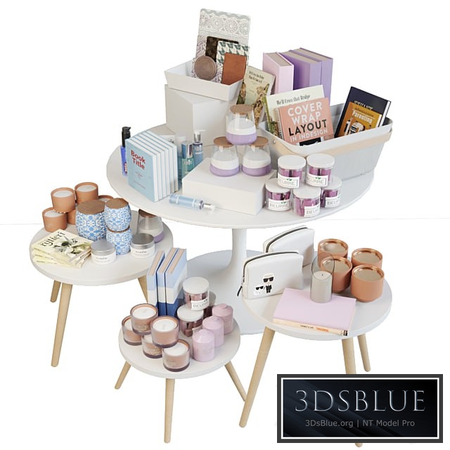 Table with books and candles. Candlestick