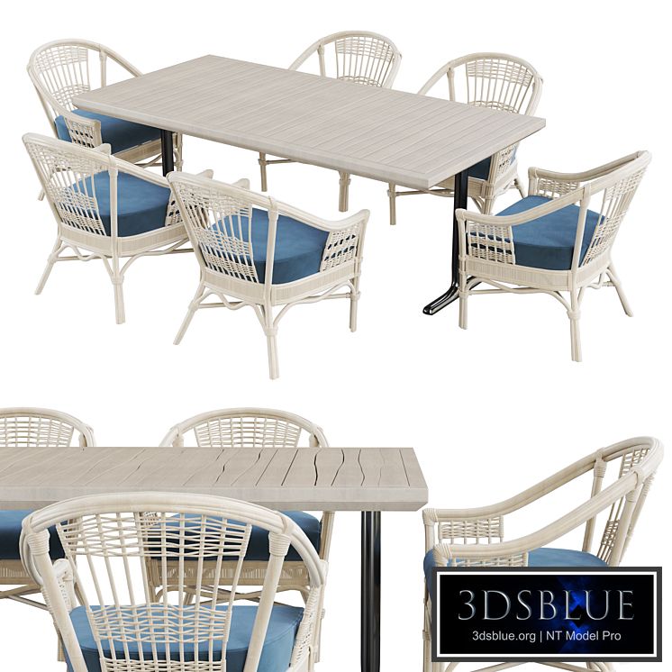 Table with rattan chair White version