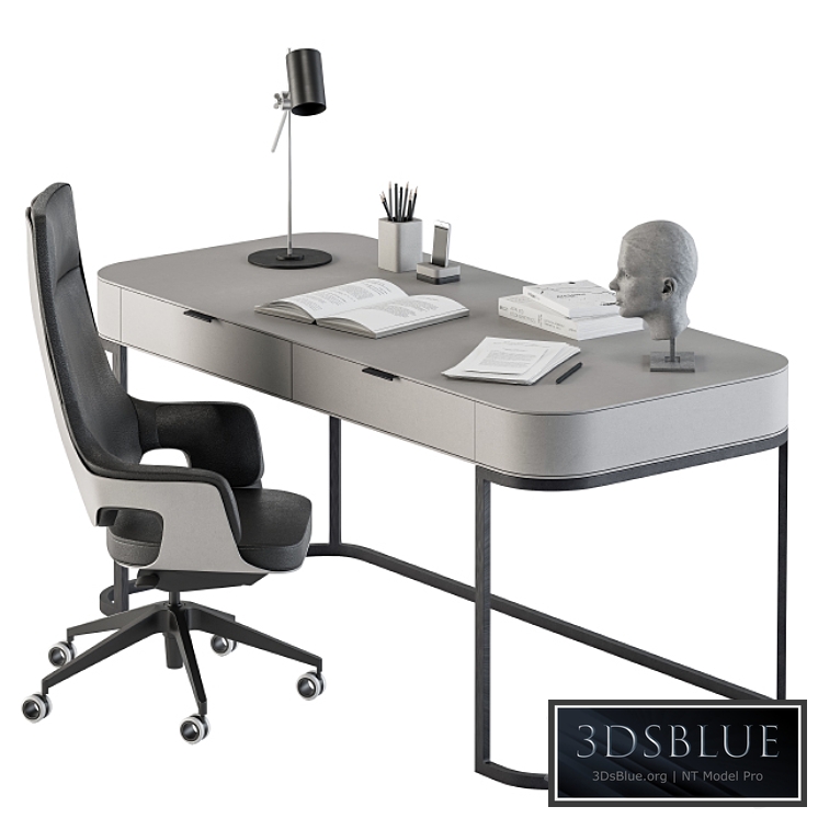 Gray and Black Writing Desk - Office Set 180