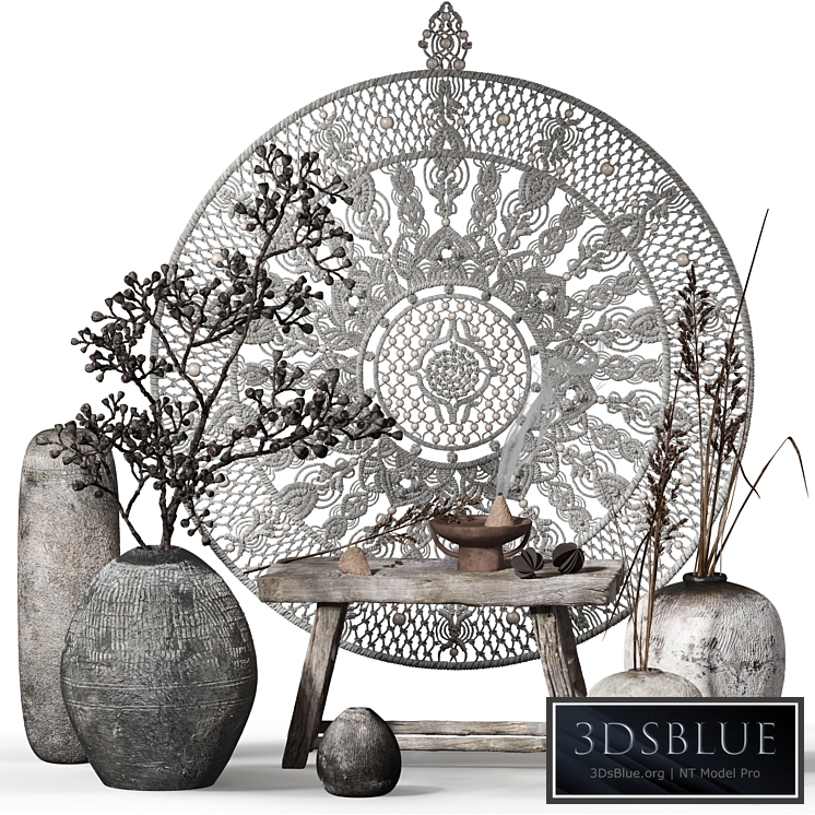 Decorative set 015 with Macrame panno