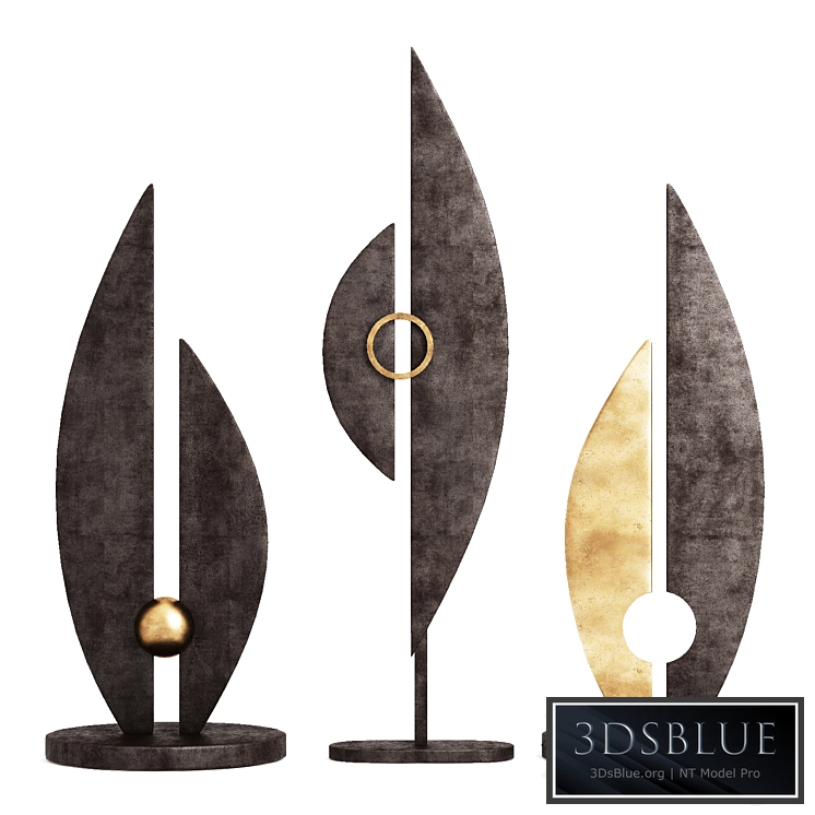 A set of three garden sculptures.