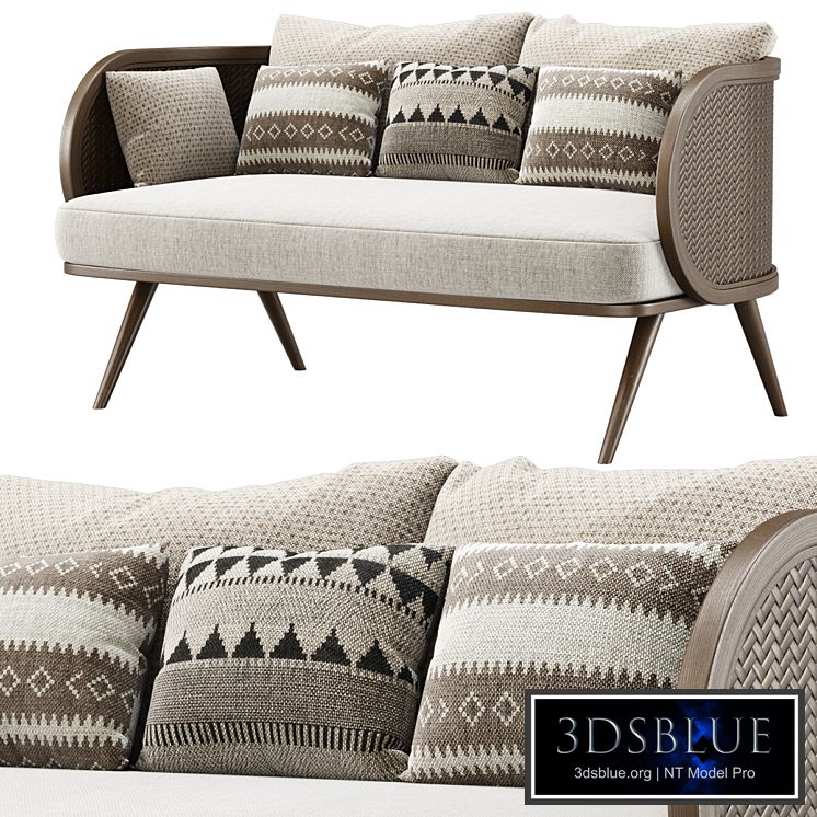 Victoria wooden rattan loveseat VA30 / Double garden rattan sofa