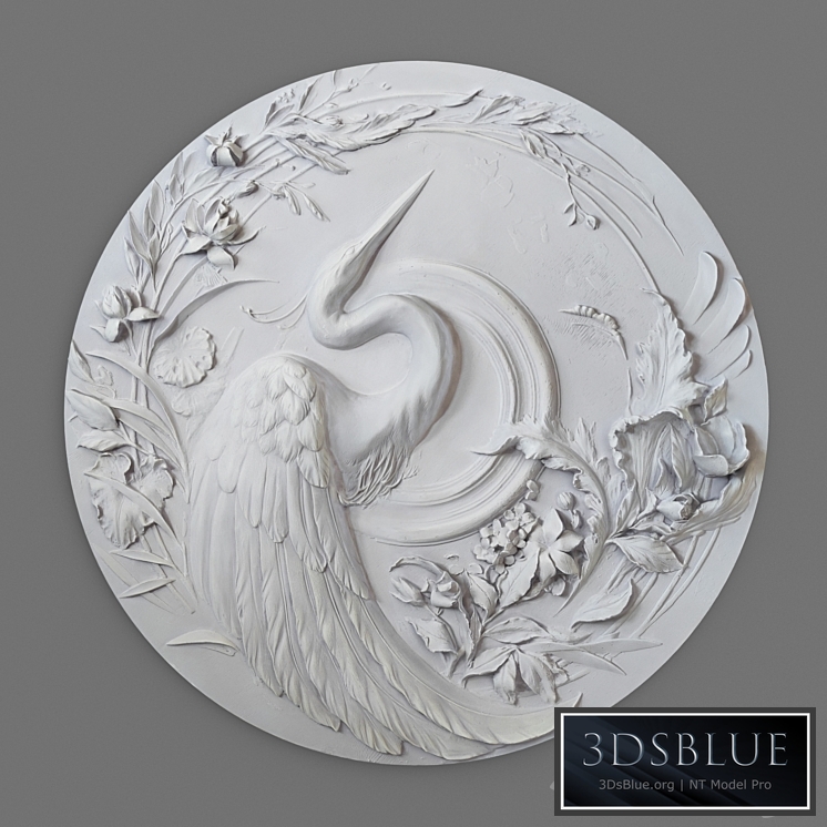 Panel with a heron bas-relief