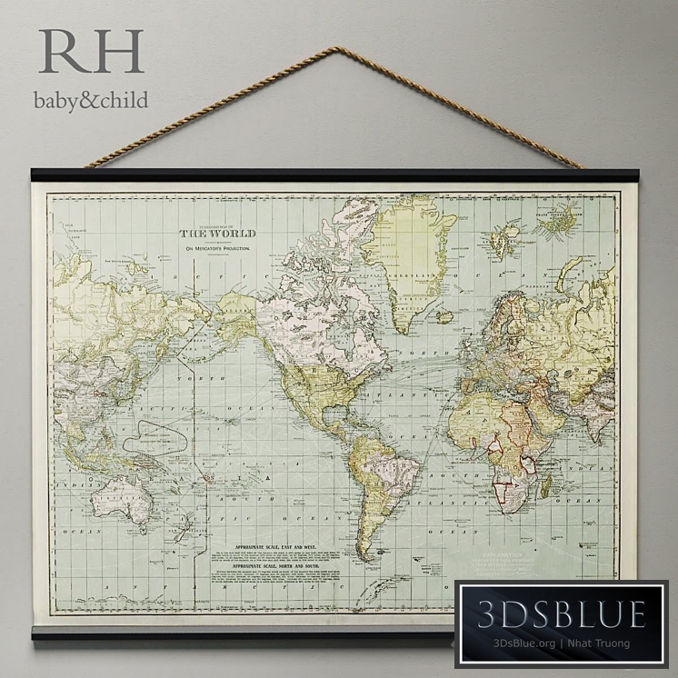 RH / VINTAGE WORLD MAP TAPESTRY