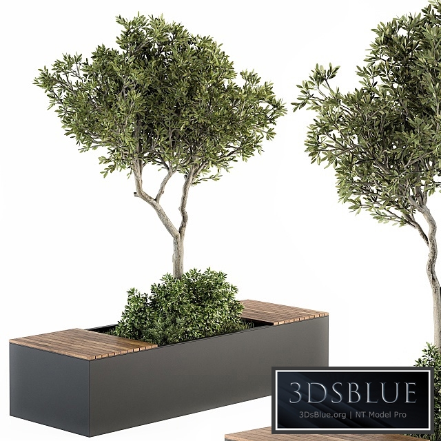 Urban Furniture / Architecture Bench with Plants- Set 23