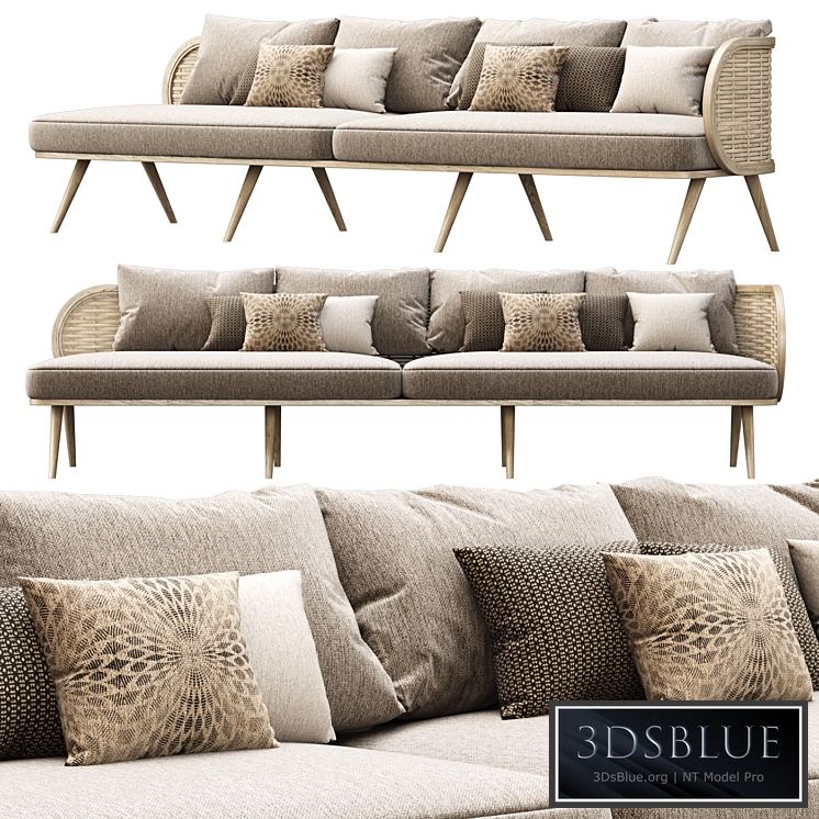 Victoria large wooden rattan sofa FD50 / Rattan outdoor sofa