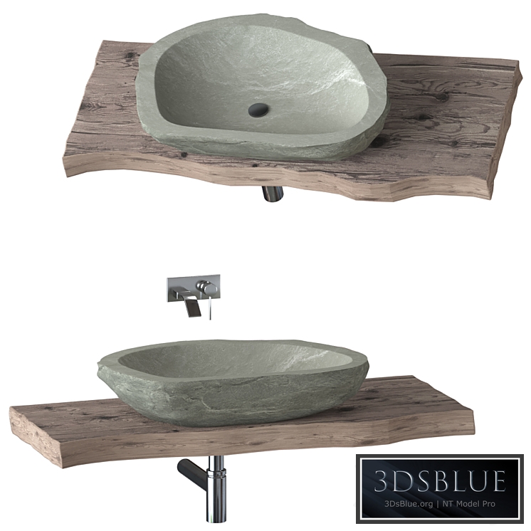 Stone washbasin with slab top